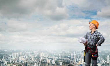 Blueprint kadınla mühendisi 