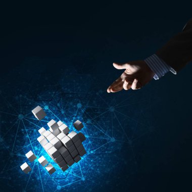 küp şekil tutan işadamı el 