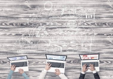 Masada oturan ve araçları kullanma insanların Üstten Görünüm