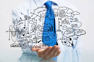 İşadamı sunan iş taslağı planı 