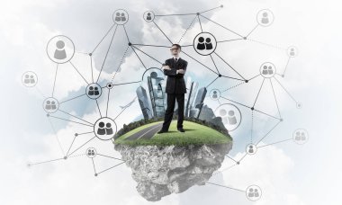 Yeşil Adası üzerinde zarif işadamı 