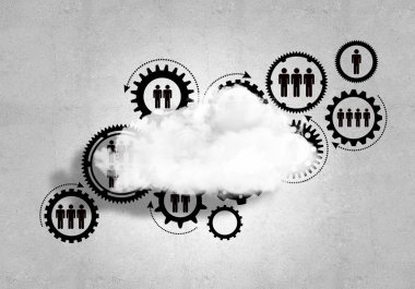 Dişliler ve bulut beton duvar