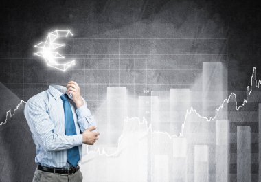  Avro işaretli bir işadamı kafa yerine