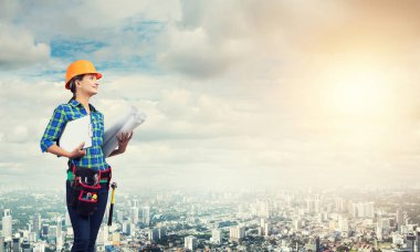 Blueprint kadınla mühendisi 