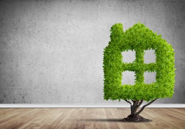 Ev yeşil ağaç şeklinde