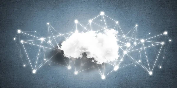 Met aansluitingen op betonnen muur computing Cloud — Stockfoto