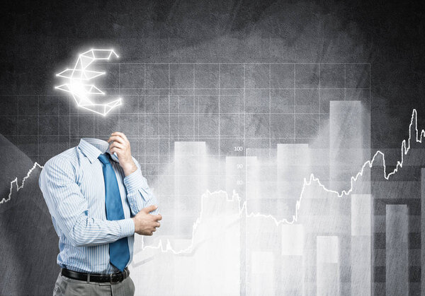  businessman with euro sign instead of head