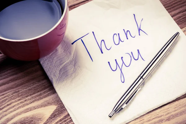 Coffee cup pen and napkin — Stock Photo, Image