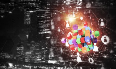 küp şekil ve sosyal bağlantı çizgileri