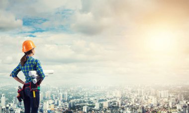 Blueprint kadınla mühendisi 