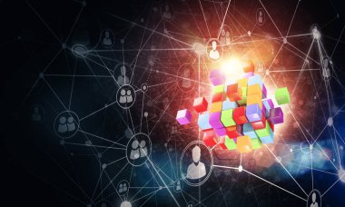 küp şekil ve sosyal bağlantı çizgileri