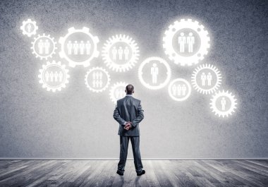 iş adamı duvara çizilen ile seyir