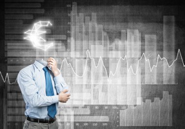  Avro işaretli bir işadamı kafa yerine