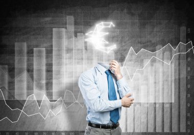  Avro işaretli bir işadamı kafa yerine