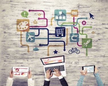 Masada oturan ve araçları kullanma insanların Üstten Görünüm