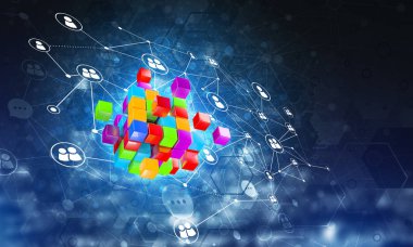 küp şekil ve sosyal bağlantı çizgileri