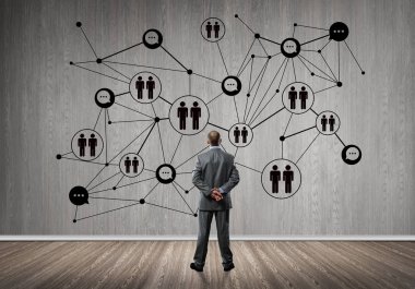 iş adamı duvara çizilen ile seyir