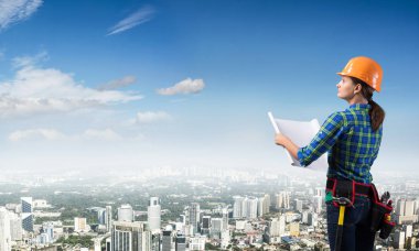 Blueprint kadınla mühendisi 