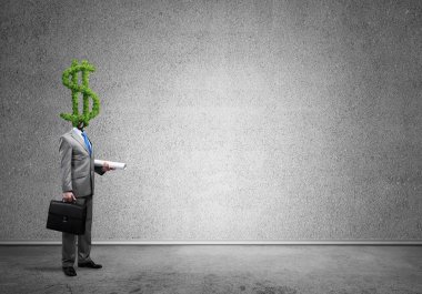 Yeşil dolar işareti olan meçhul iş adamı