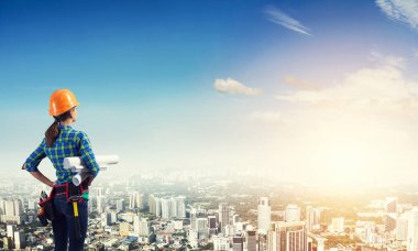 Blueprint kadınla mühendisi 