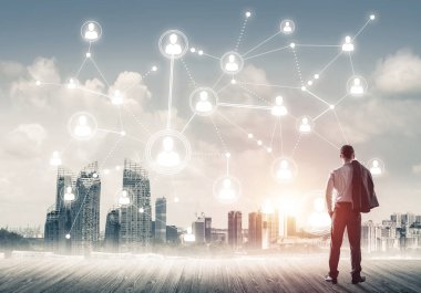 işadamı modern cityscape arıyorsunuz