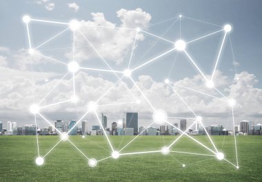 Modern cityscape yeşil çimen