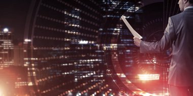 işadamı karşı sanal panel arayüzü