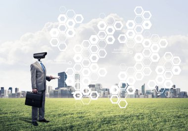 işadamı kamera kafası yerine ile