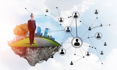 Yeşil Adası üzerinde zarif işadamı 