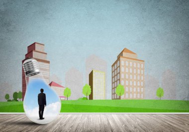 Ampulün içindeki iş adamı 