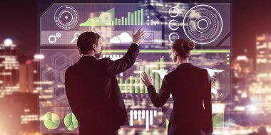 iş adamları çalışma ile sanal perde