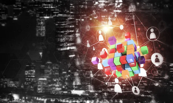 küp şekil ve sosyal bağlantı çizgileri