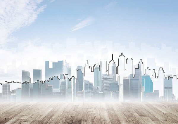 modern cityscape with towers 