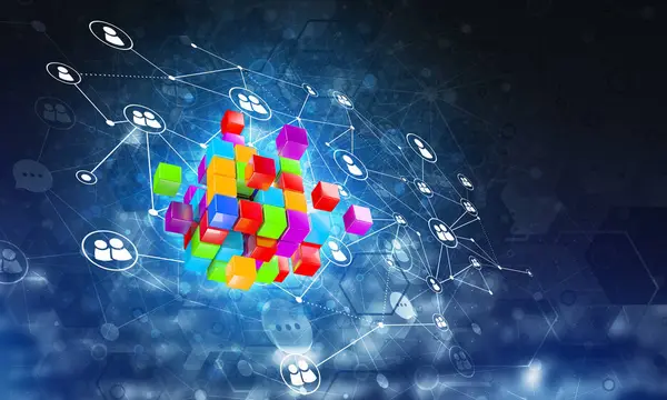 küp şekil ve sosyal bağlantı çizgileri