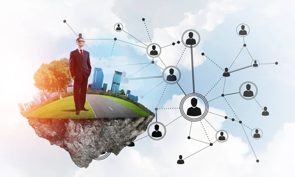 Yeşil Adası üzerinde zarif işadamı 