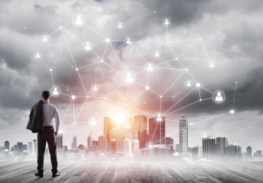 işadamı modern cityscape arıyorsunuz