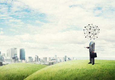 Sosyal ağ kavramı ile başsız işadamı 