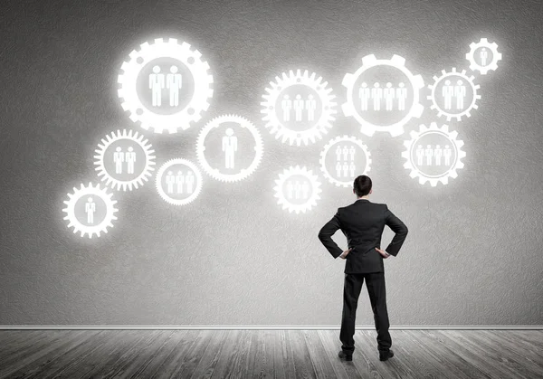 iş adamı duvara çizilen ile seyir