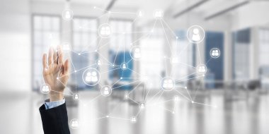 Ağ kavramı ekranda dokunmadan el