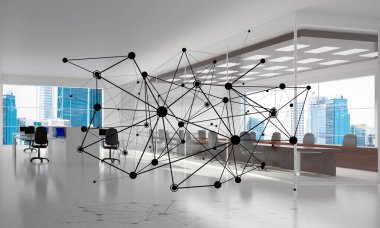 Ofis iç noktalı çizgiler bağlı