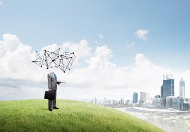 Sosyal ağ kavramı ile başsız işadamı 