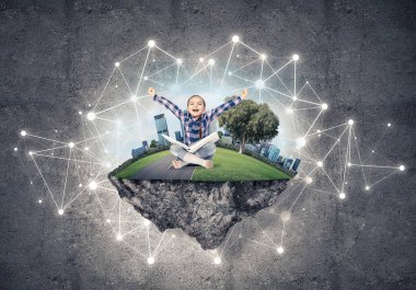  yüzen ada ve mutlu bir çocukluk kız