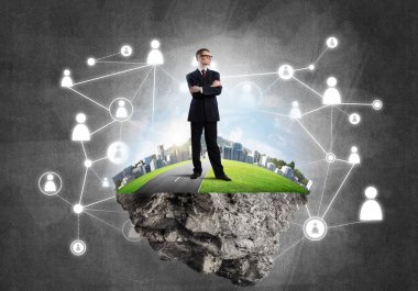 Yeşil Adası üzerinde zarif işadamı 