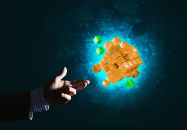 küp şekil tutan işadamı el 