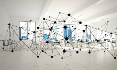 Ofis iç noktalı çizgiler bağlı