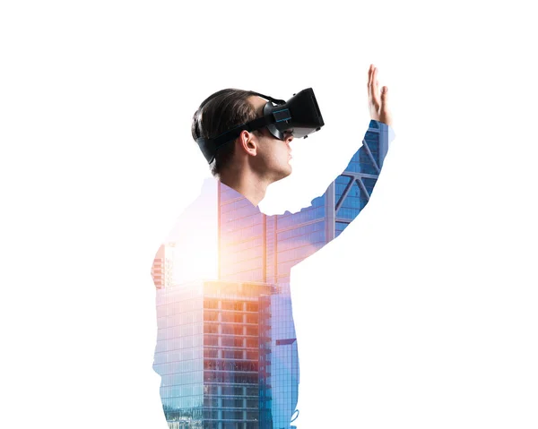 Muž se sluchátky virtuální reality — Stock fotografie