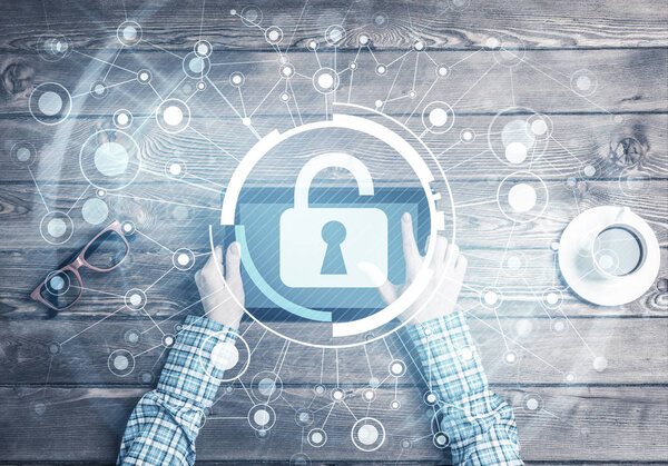 female hands holding  tablet pc