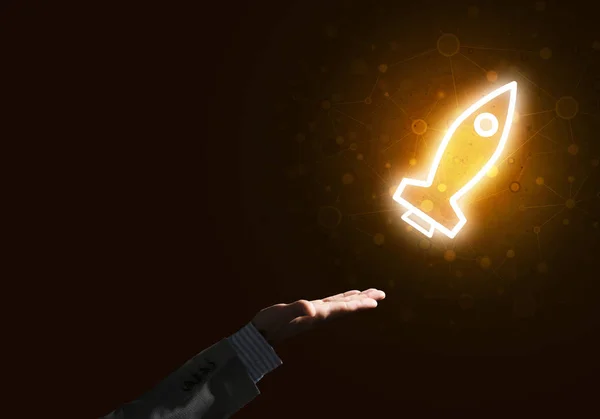 Rocket glowing icon — Stock Photo, Image