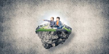  yüzen ada ve çocuk