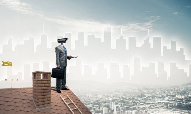 Meçhul işadamı kamera kafası yerine ile